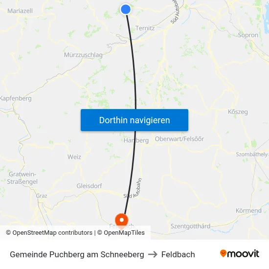 Gemeinde Puchberg am Schneeberg to Feldbach map