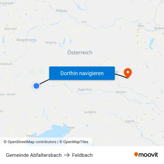 Gemeinde Abfaltersbach to Feldbach map