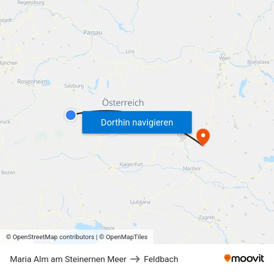 Maria Alm am Steinernen Meer to Feldbach map