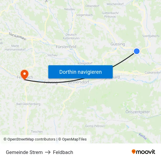 Gemeinde Strem to Feldbach map