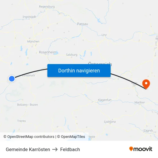 Gemeinde Karrösten to Feldbach map