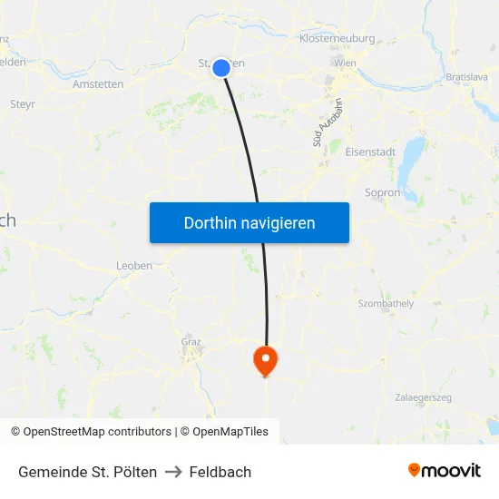 Gemeinde St. Pölten to Feldbach map