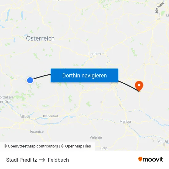 Stadl-Predlitz to Feldbach map