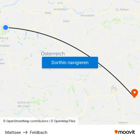 Mattsee to Feldbach map
