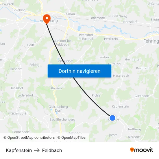 Kapfenstein to Feldbach map