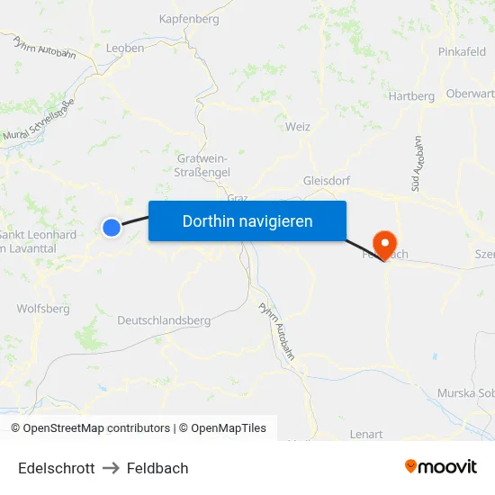 Edelschrott to Feldbach map