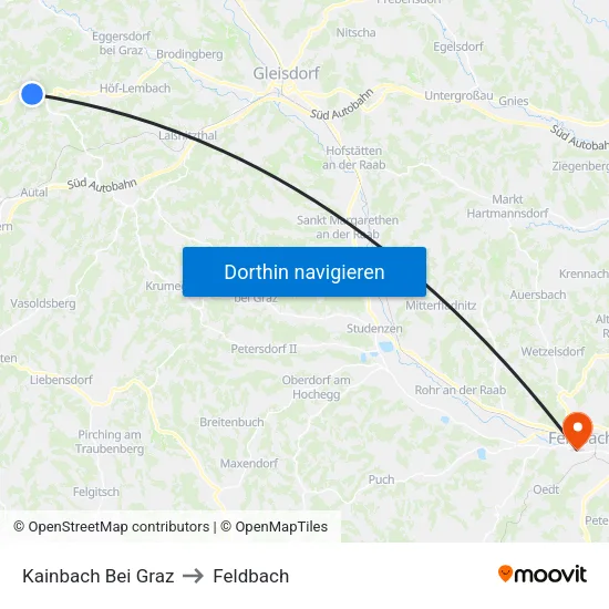 Kainbach Bei Graz to Feldbach map