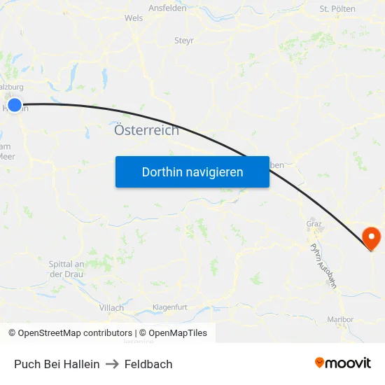 Puch Bei Hallein to Feldbach map