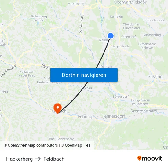 Hackerberg to Feldbach map