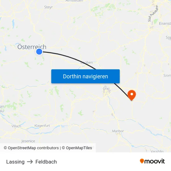 Lassing to Feldbach map