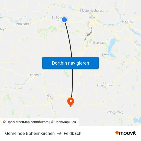 Gemeinde Böheimkirchen to Feldbach map