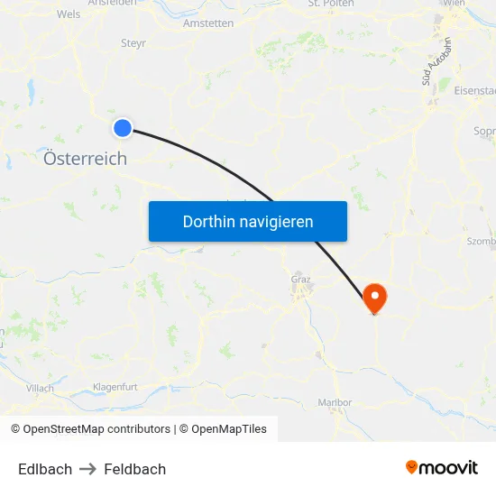 Edlbach to Feldbach map