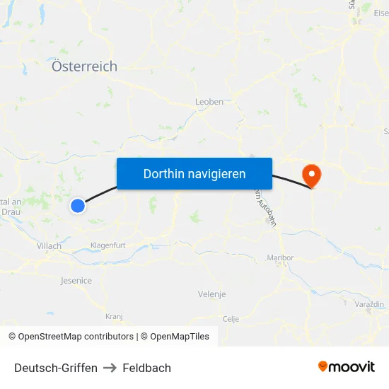 Deutsch-Griffen to Feldbach map