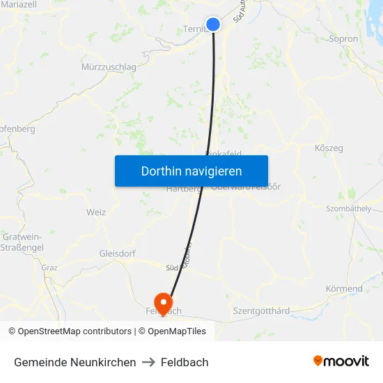 Gemeinde Neunkirchen to Feldbach map