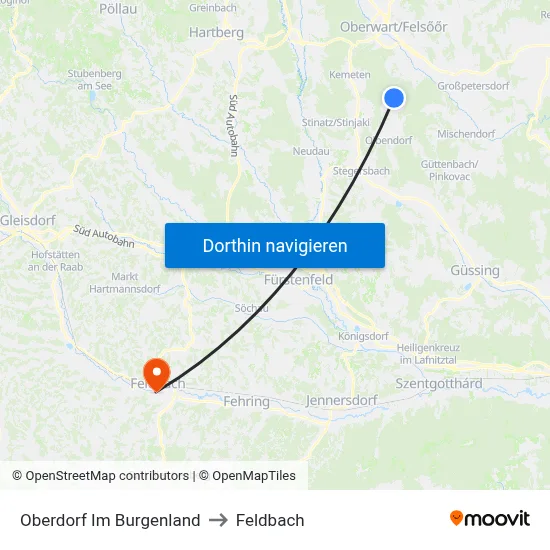Oberdorf Im Burgenland to Feldbach map