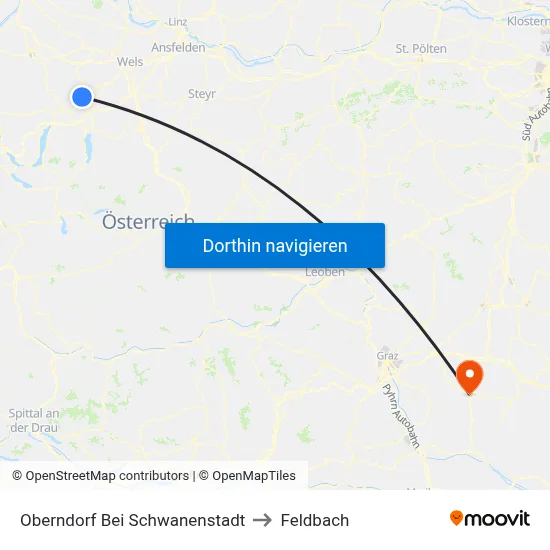Oberndorf Bei Schwanenstadt to Feldbach map