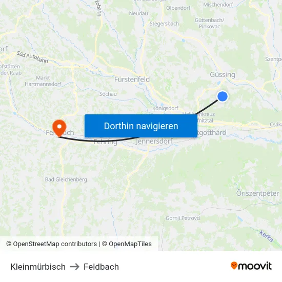 Kleinmürbisch to Feldbach map