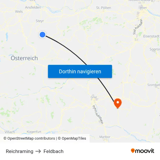 Reichraming to Feldbach map