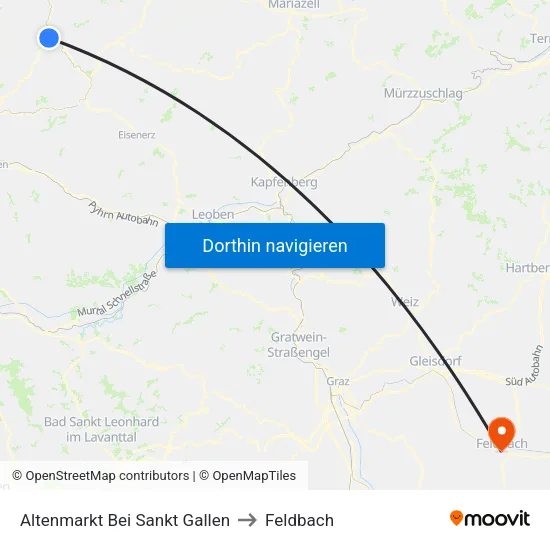Altenmarkt Bei Sankt Gallen to Feldbach map