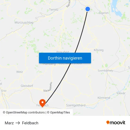 Marz to Feldbach map