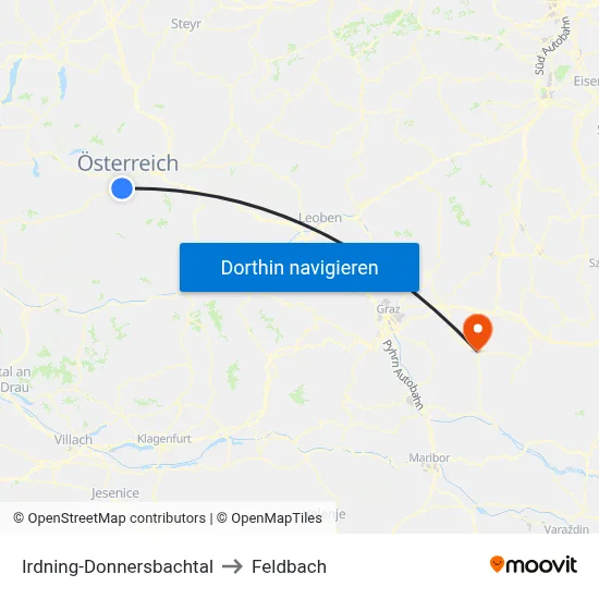 Irdning-Donnersbachtal to Feldbach map