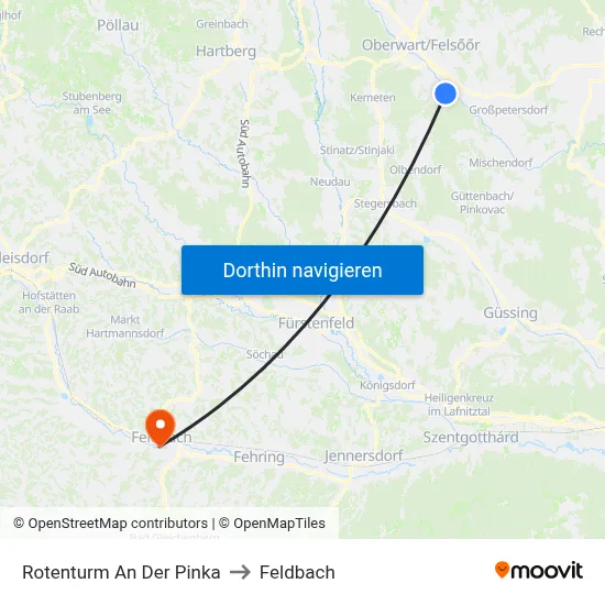 Rotenturm An Der Pinka to Feldbach map