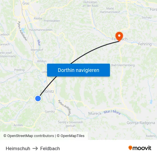 Heimschuh to Feldbach map