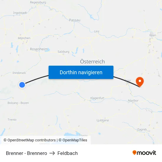 Brenner - Brennero to Feldbach map