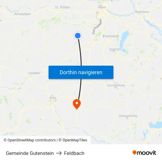 Gemeinde Gutenstein to Feldbach map