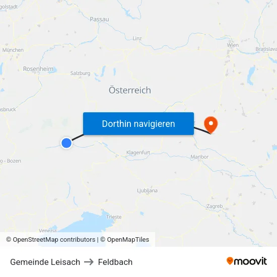 Gemeinde Leisach to Feldbach map