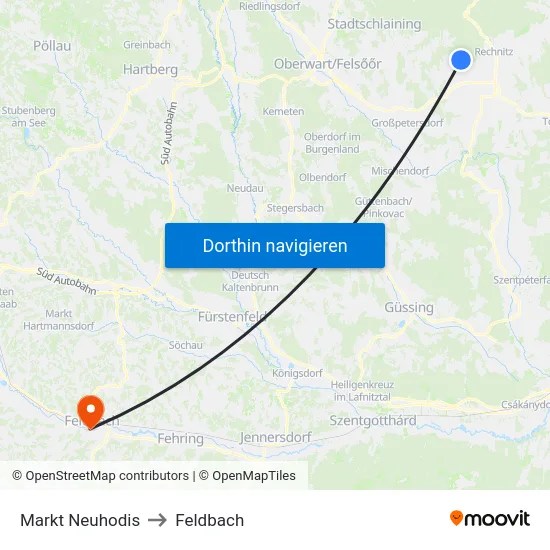 Markt Neuhodis to Feldbach map