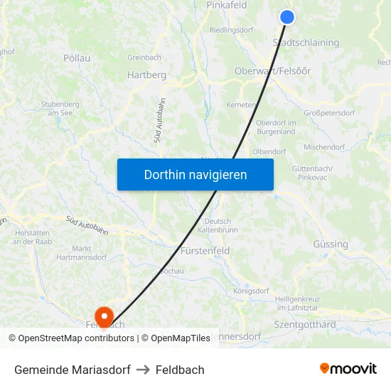 Gemeinde Mariasdorf to Feldbach map