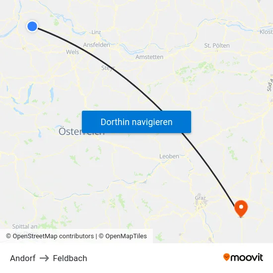 Andorf to Feldbach map