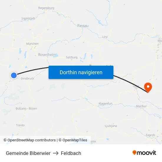 Gemeinde Biberwier to Feldbach map