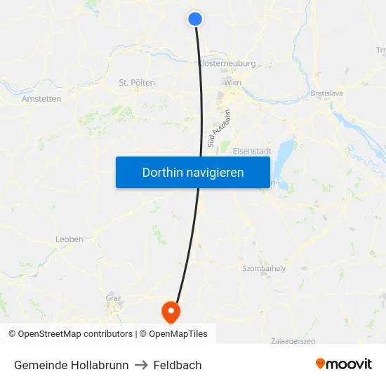 Gemeinde Hollabrunn to Feldbach map
