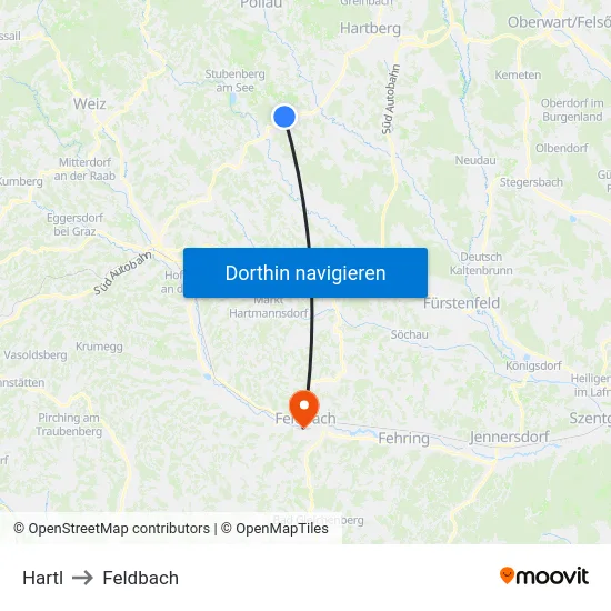 Hartl to Feldbach map