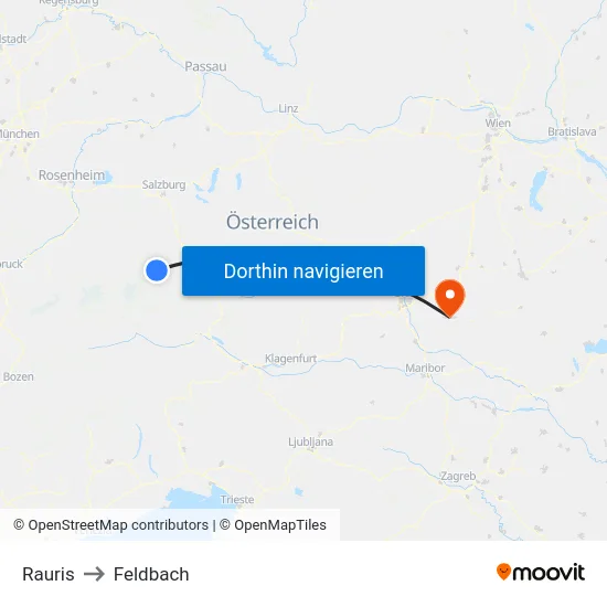 Rauris to Feldbach map