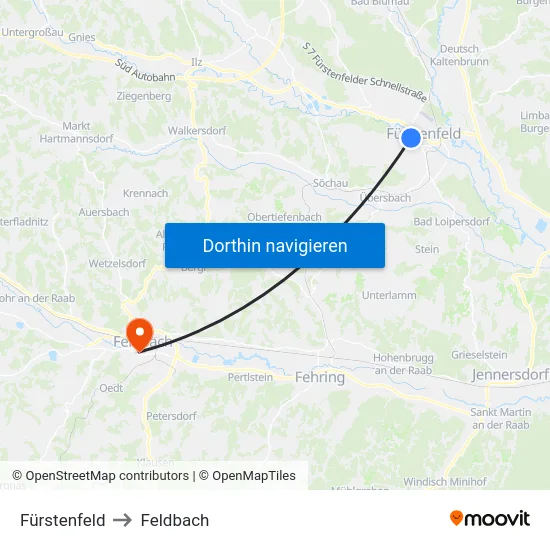 Fürstenfeld to Feldbach map