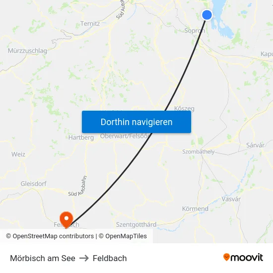 Mörbisch am See to Feldbach map