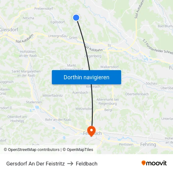 Gersdorf An Der Feistritz to Feldbach map