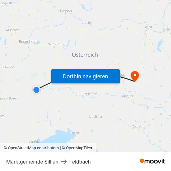 Marktgemeinde Sillian to Feldbach map