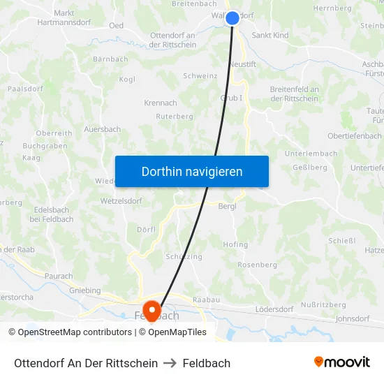 Ottendorf An Der Rittschein to Feldbach map