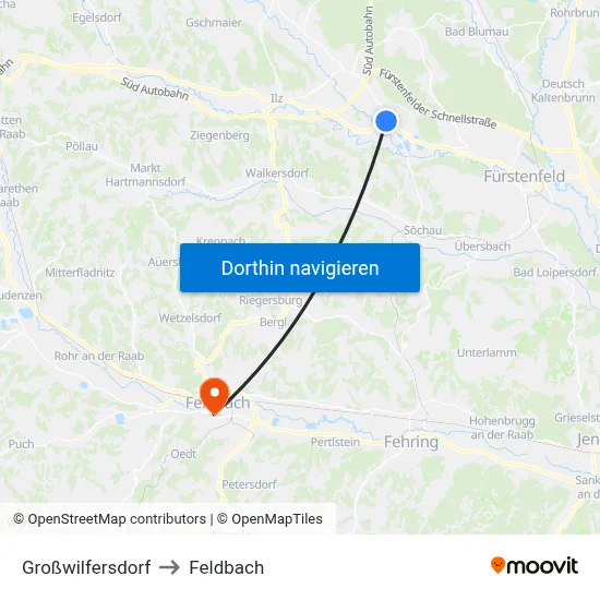 Großwilfersdorf to Feldbach map