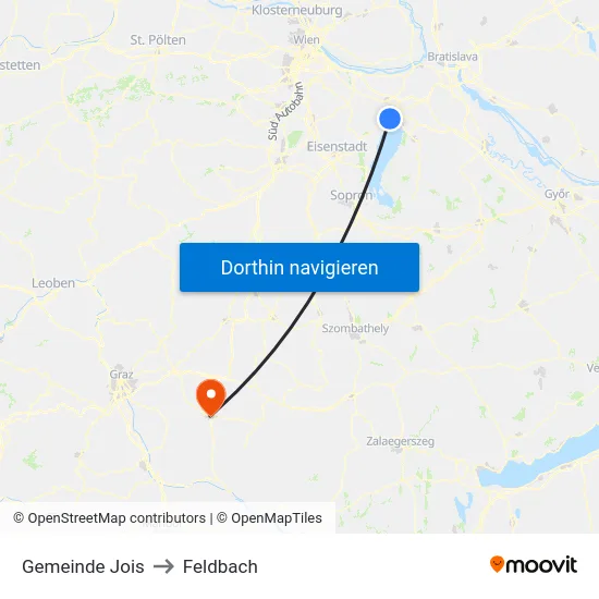 Gemeinde Jois to Feldbach map