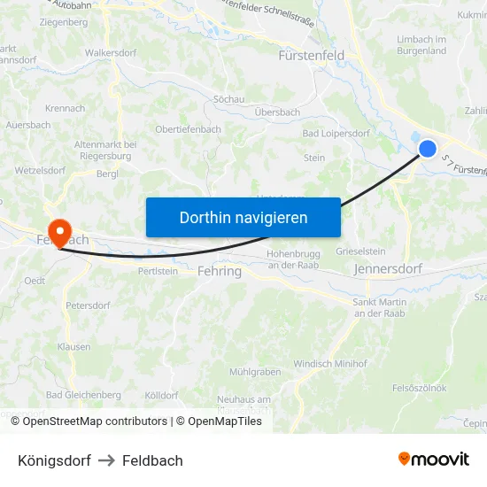 Königsdorf to Feldbach map