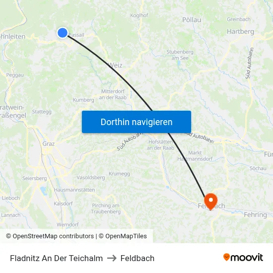 Fladnitz An Der Teichalm to Feldbach map
