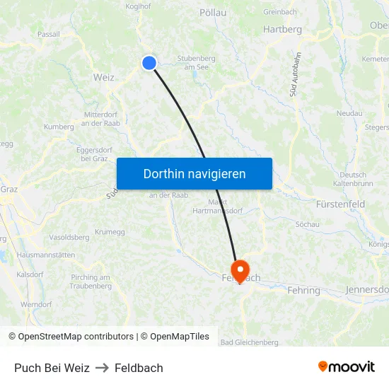 Puch Bei Weiz to Feldbach map