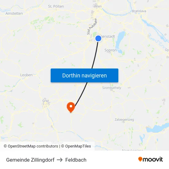 Gemeinde Zillingdorf to Feldbach map