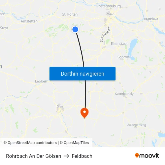 Rohrbach An Der Gölsen to Feldbach map