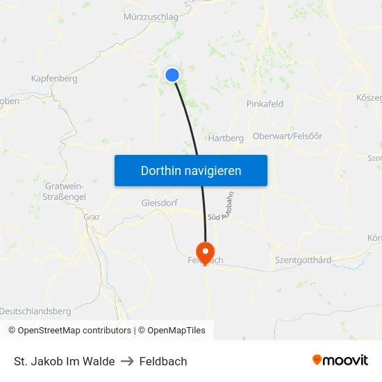 St. Jakob Im Walde to Feldbach map
